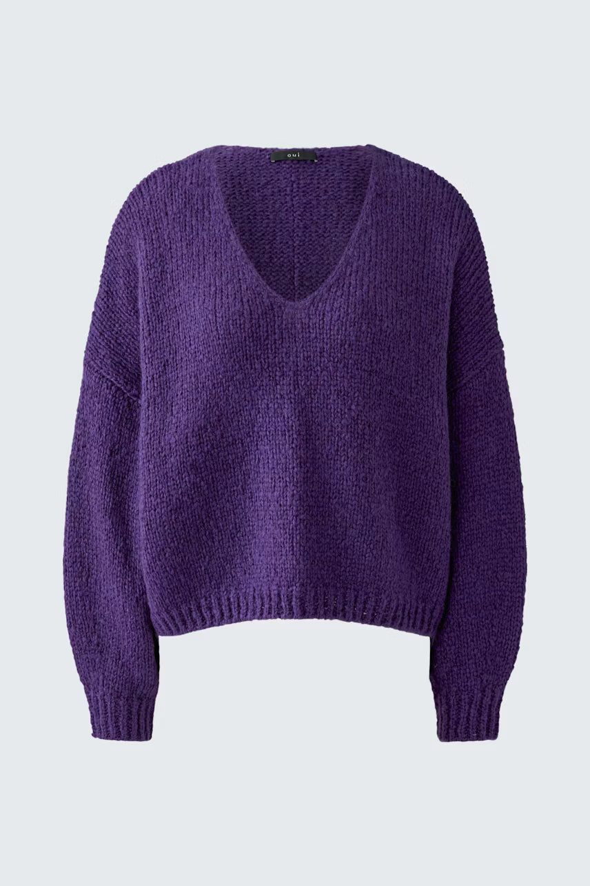 Ouí malha decote v oversize