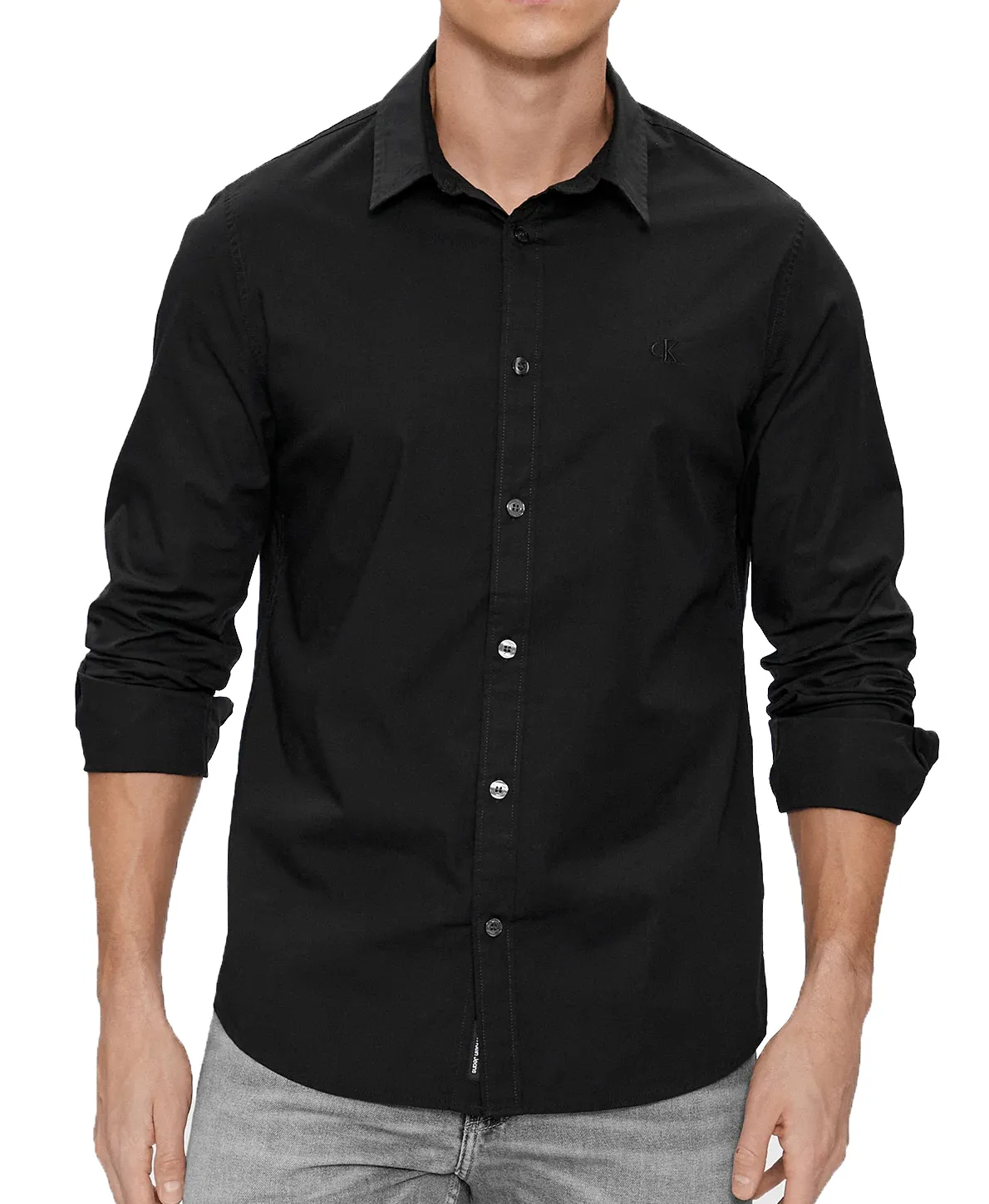 Calvin Klein Camisa com Logo Bordado Algodão - vista frontal