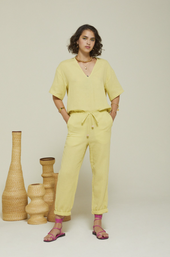 Ottod'Ame Calças Algodão com Cordão - vista frontal