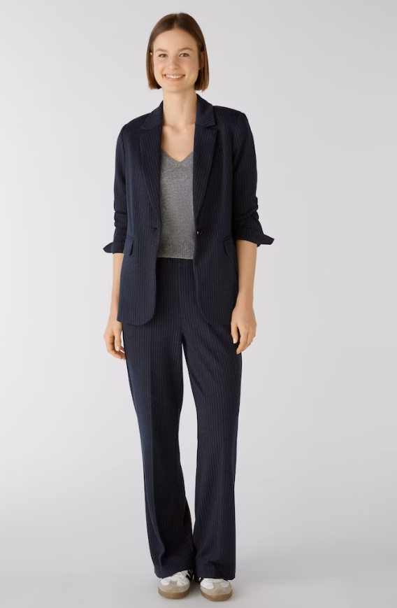 Oui Casaco Lã às Riscas - vista frontal