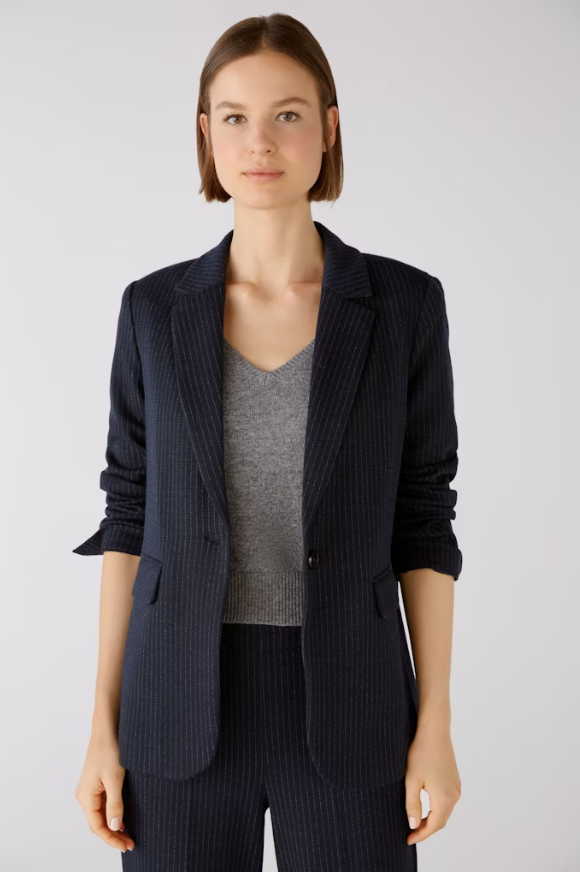 Oui Casaco Lã às Riscas - detalhe