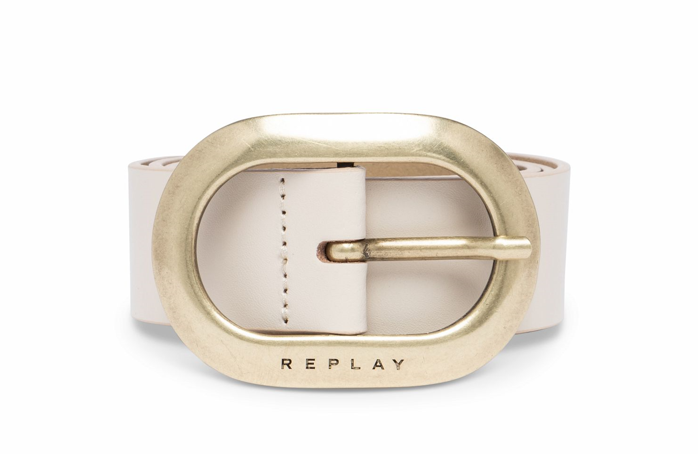 Replay Cinto de pele com fivela oval