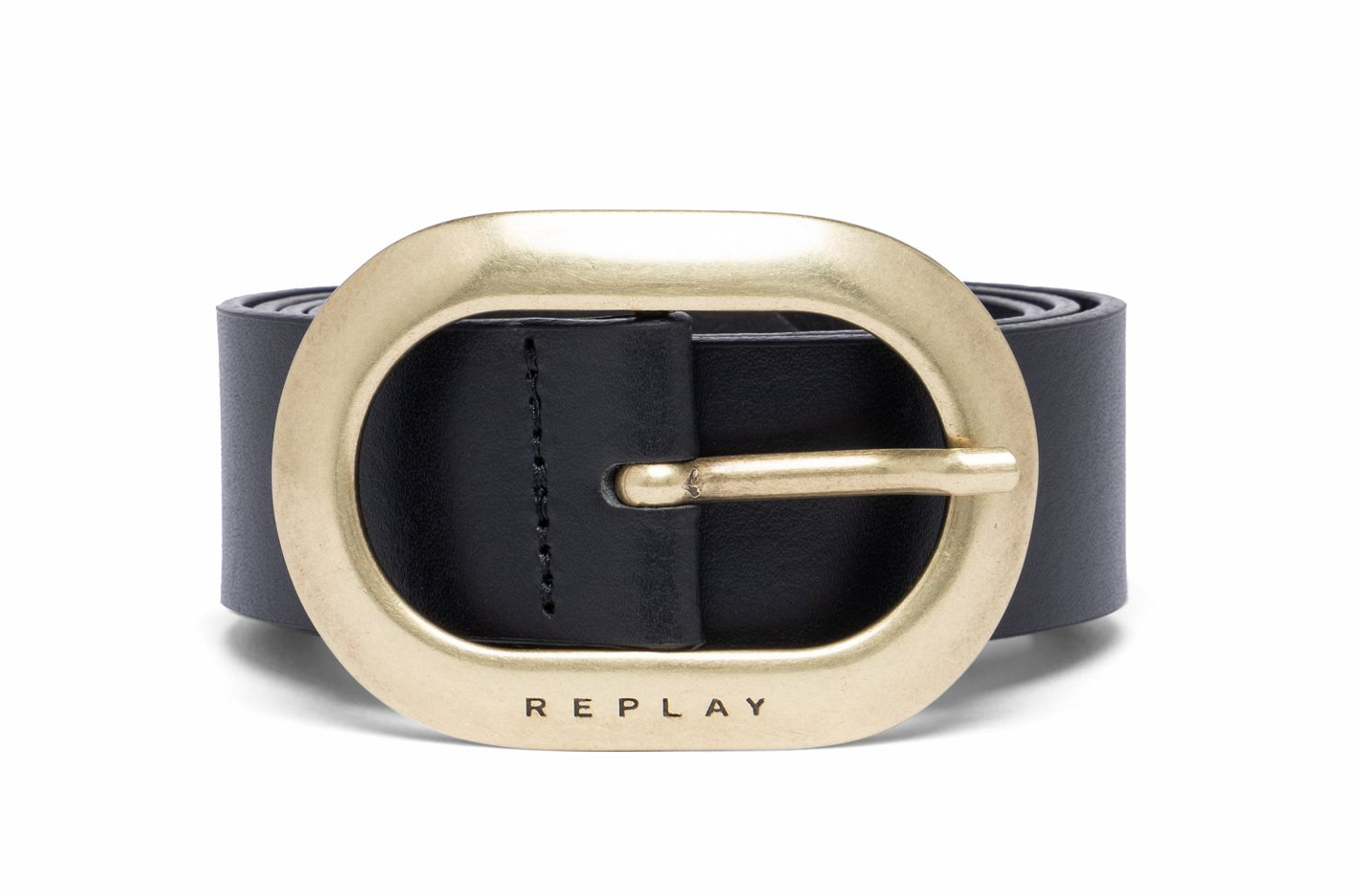 Replay Cinto de pele com fivela oval