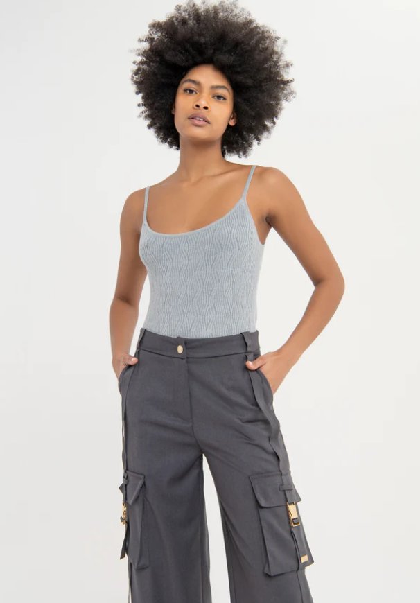 Fracomina Calças Lã Palazzo Modelo 3 - detalhe