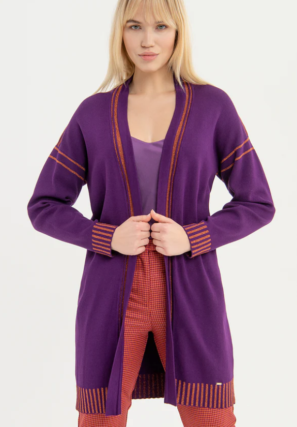 Fracomina Casaco Lurex Lã Comprido - vista frontal