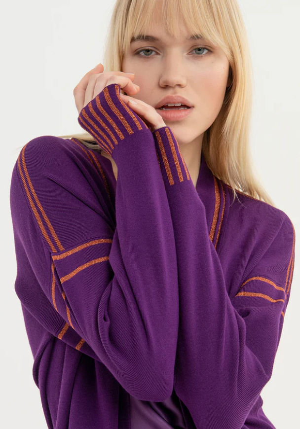 Fracomina Casaco Lurex Lã Comprido - detalhe