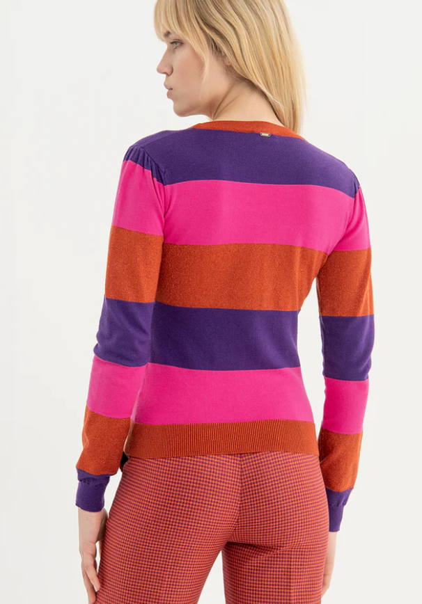 Fracomina Casaco Lurex às Riscas Comprido - vista alternativa