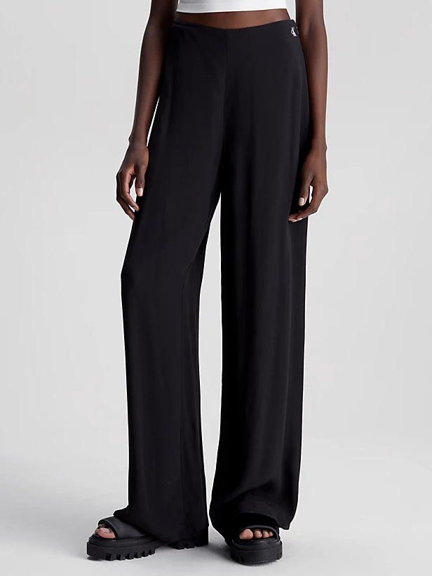 Calvin Klein Calças Viscose com Logo Monogram - vista frontal