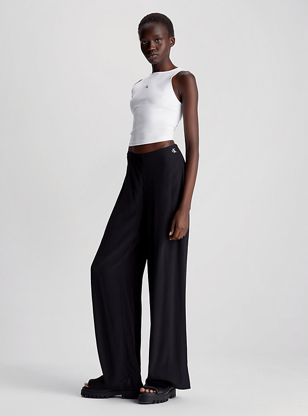 Calvin Klein Calças Viscose com Logo Monogram