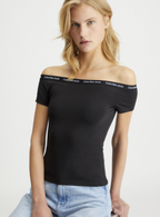 Calvin Klein Top Algodão Denim Barbot - detalhe