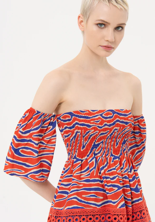 Fracomina Top Lã Renda às Riscas - detalhe