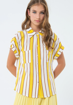 Fracomina Blusa Lã às Riscas Curto - vista frontal