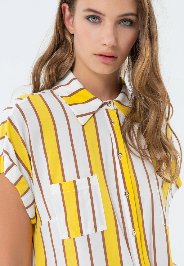 Fracomina Blusa Lã às Riscas Curto - detalhe