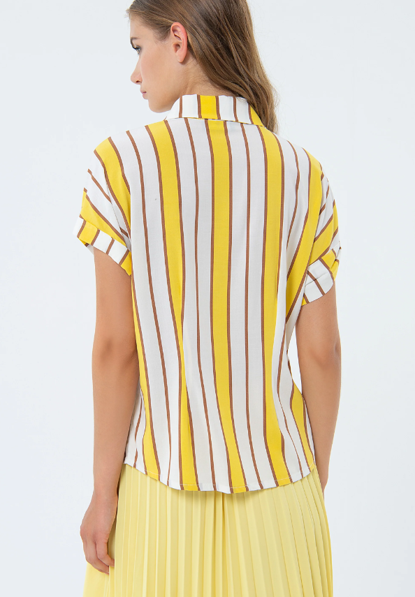 Fracomina Blusa Lã às Riscas Curto - vista alternativa