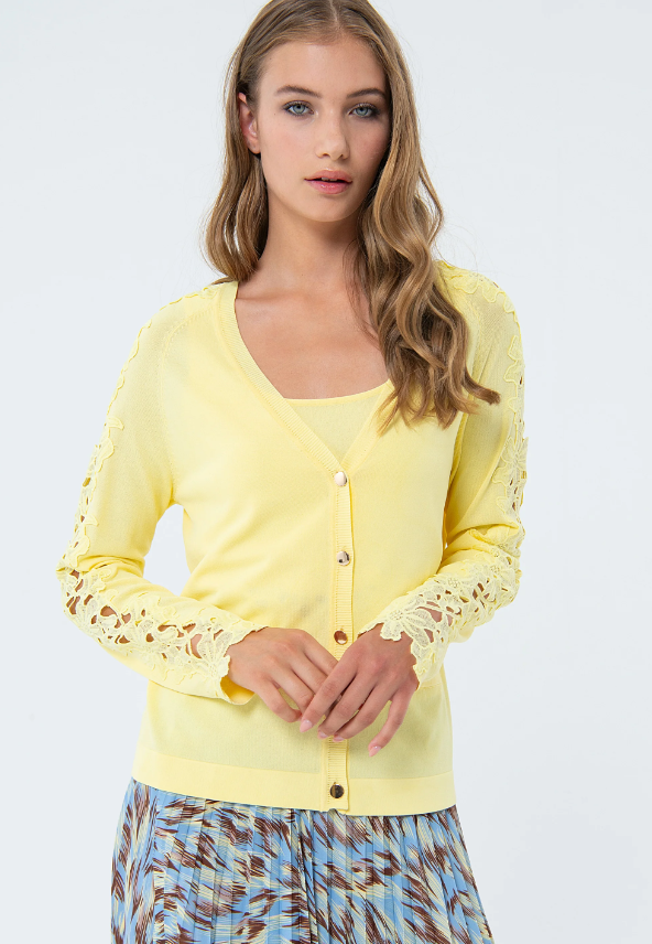 Fracomina Casaco Lã Renda Comprido - vista frontal