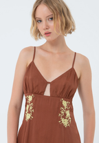 Fracomina Vestido Lã Algodão Bordado - detalhe