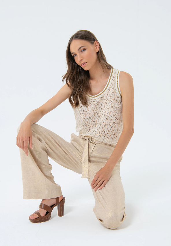 Fracomina Calças Lã Palazzo Flare