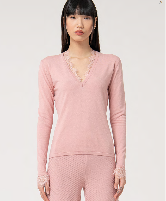 Fracomina Camisola Lã Renda Malha - vista frontal