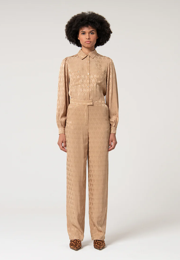 Fracomina Calças Lã Estampado Palazzo Modelo 2 - vista frontal