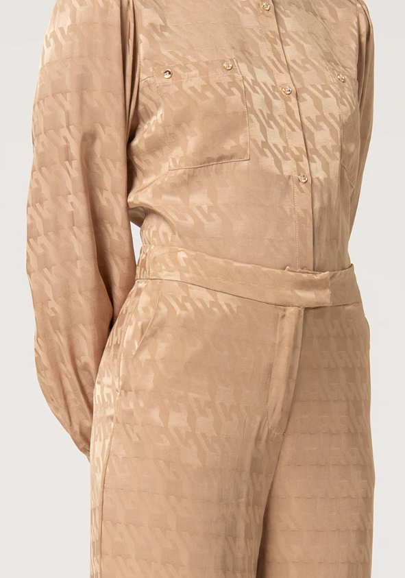 Fracomina Calças Lã Estampado Palazzo Modelo 2 - detalhe