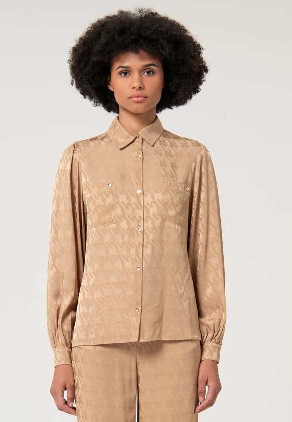 Fracomina Camisa Lã Estampado com Aplicação - vista frontal