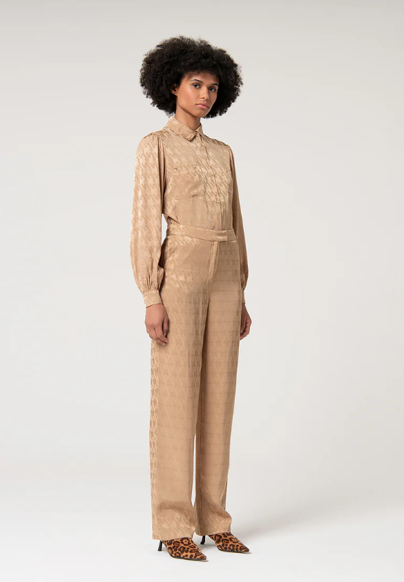 Fracomina Calças Lã Estampado Palazzo Modelo 2