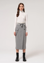 Fracomina Saia Lã Algodão com Cinto - vista frontal