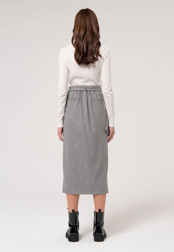 Fracomina Saia Lã Algodão com Cinto - detalhe