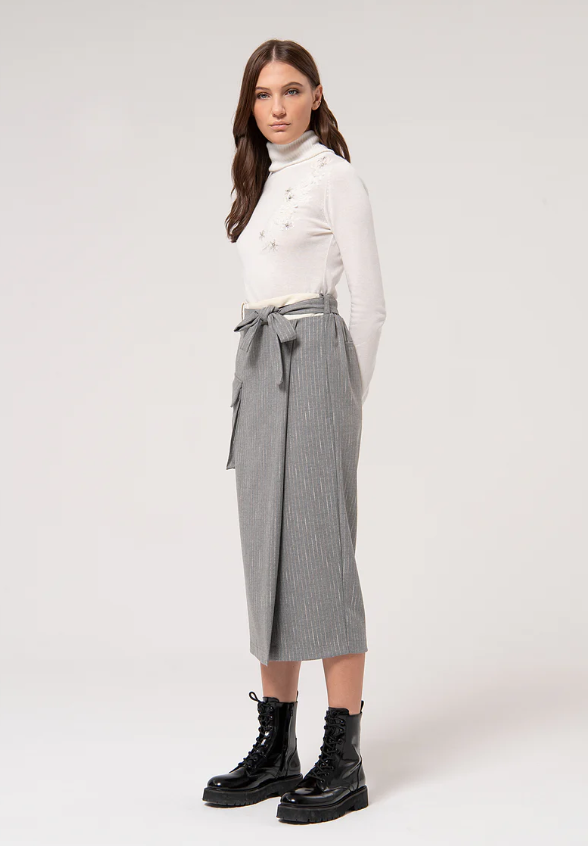 Fracomina Saia Lã Algodão com Cinto - vista alternativa