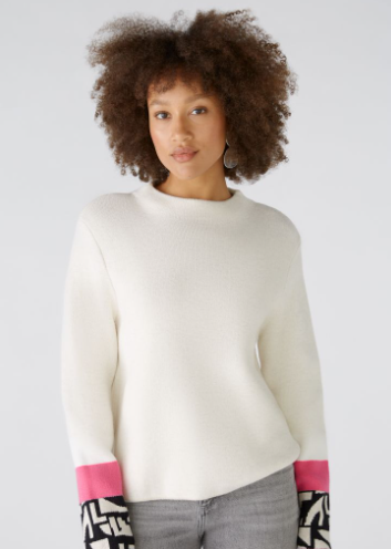 Oui Camisola Lã Jacquard Gola Alta - vista alternativa