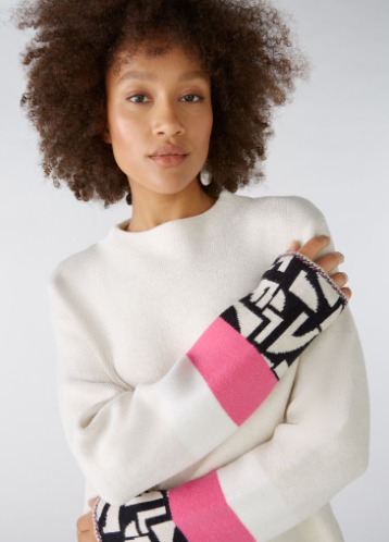 Oui Camisola Lã Jacquard Gola Alta