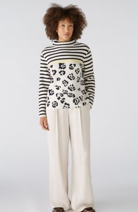 Oui Camisola Lã às Riscas - vista frontal