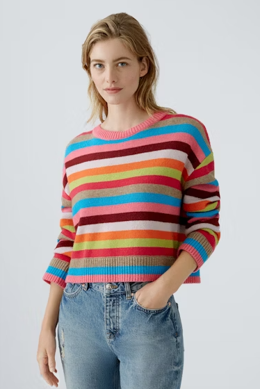 Oui Camisola Lã às Riscas Gola Redonda Modelo 2 - vista frontal