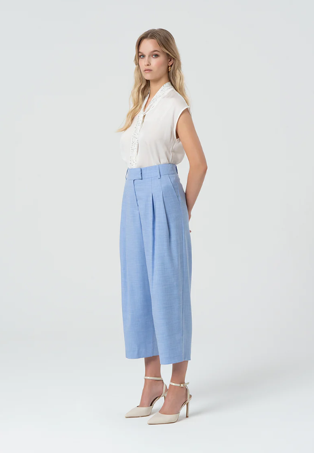 Fracomina Calças Lã com Pinças - vista alternativa