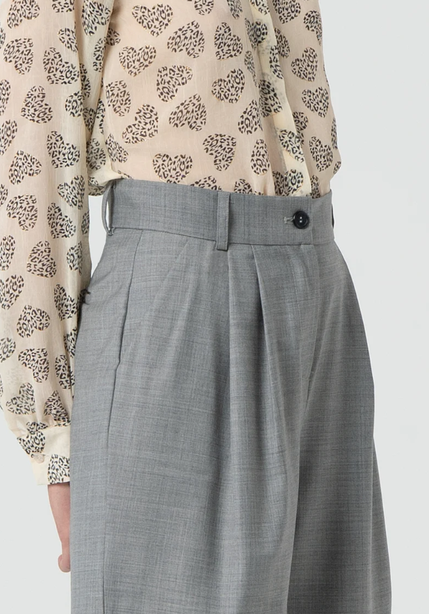 Fracomina Calças Lã Palazzo com Pinças Modelo 2 - detalhe