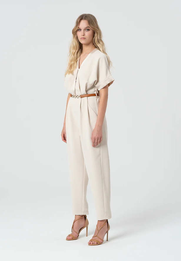 Fracomina Jumpsuit Lã Curto com Cinto - vista alternativa