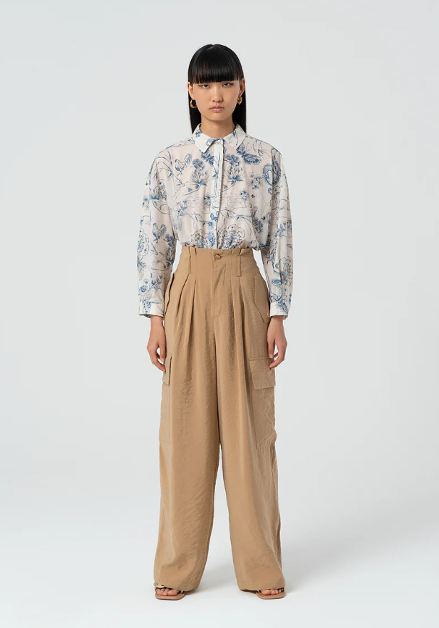 Fracomina Calças Lã Palazzo com Pinças - vista frontal