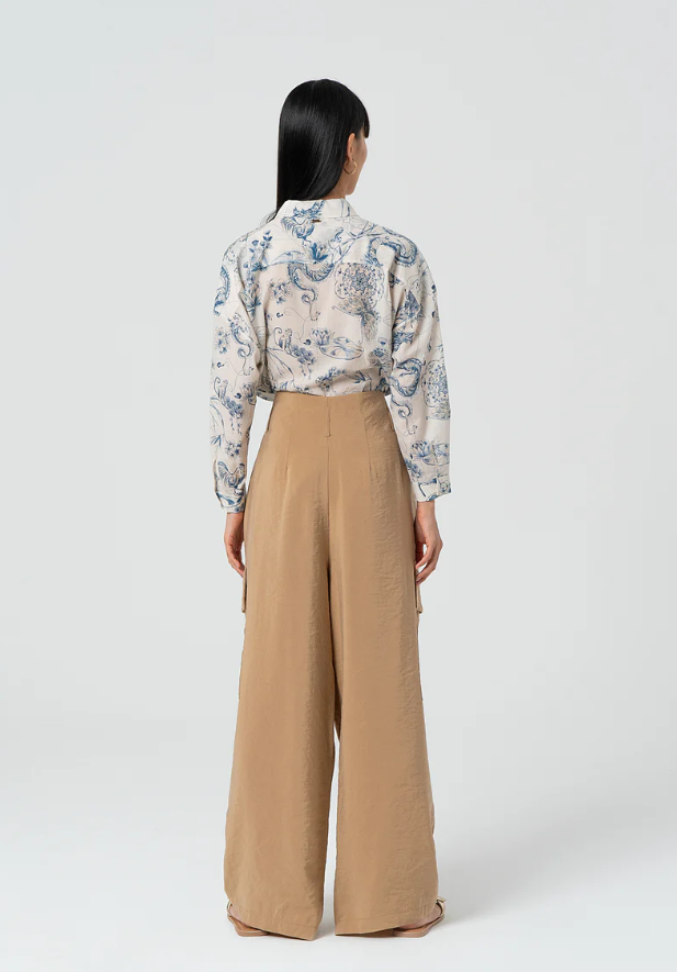 Fracomina Calças Lã Palazzo com Pinças