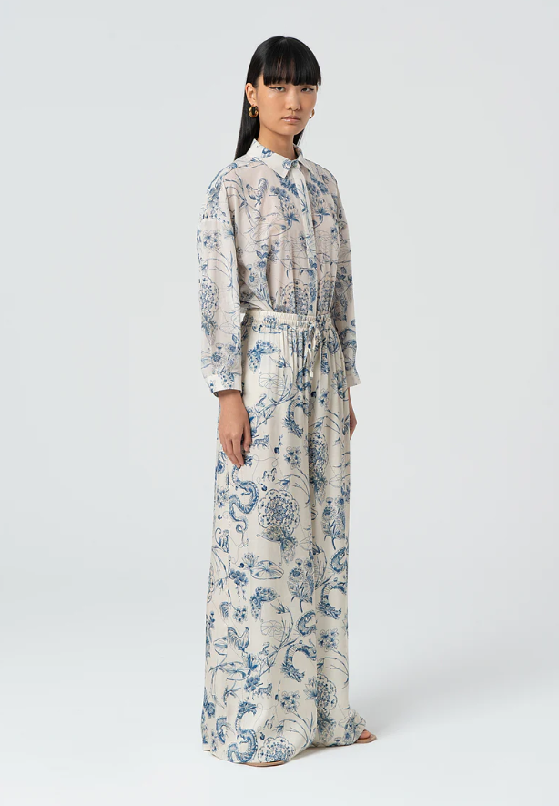 Fracomina Calças Lã Estampado Palazzo - vista alternativa