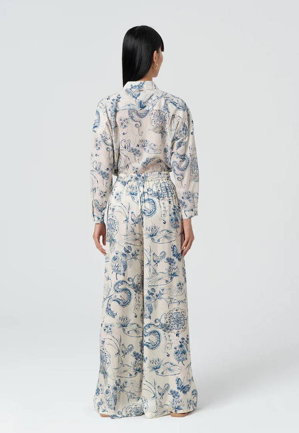 Fracomina Calças Lã Estampado Palazzo