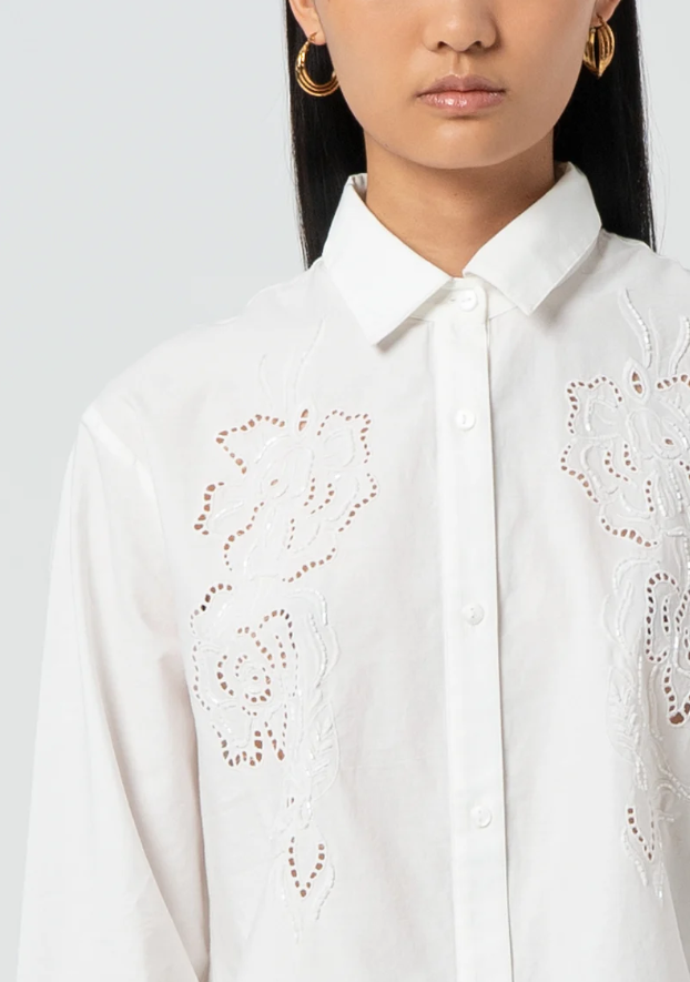 Fracomina Blusa Lã Algodão Bordado - detalhe