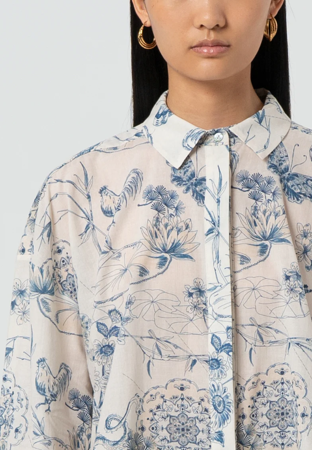 Fracomina Blusa Lã Algodão Estampado - detalhe