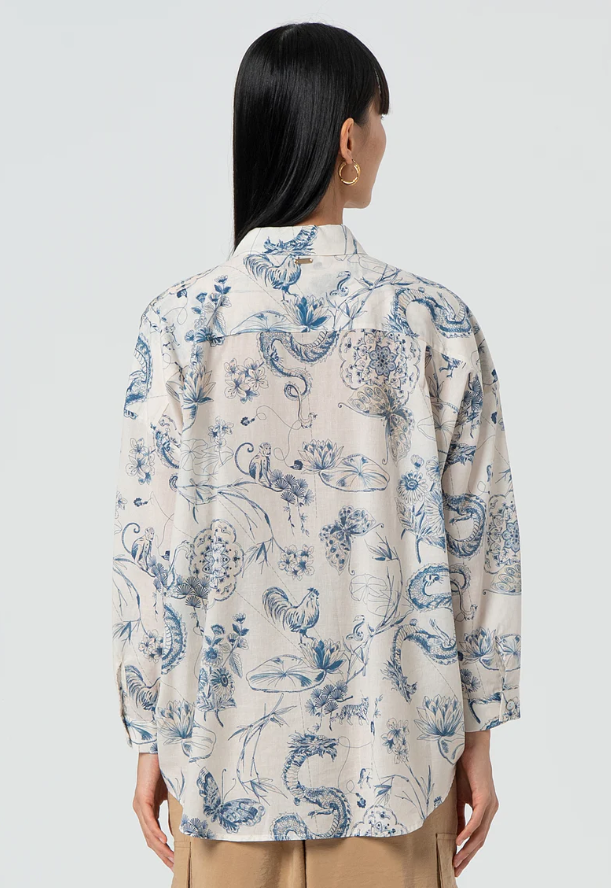 Fracomina Blusa Lã Algodão Estampado