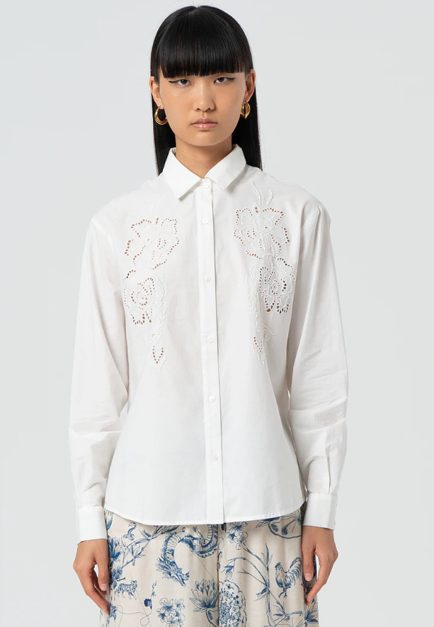 Fracomina Blusa Lã Algodão Bordado - vista frontal