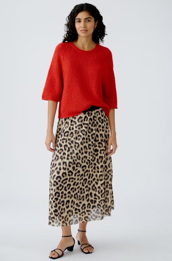 Oui Saia Lã Estampado Animal Print - detalhe