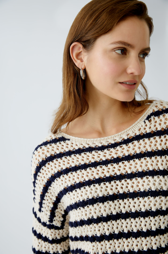 Oui Camisola Lã às Riscas Curto