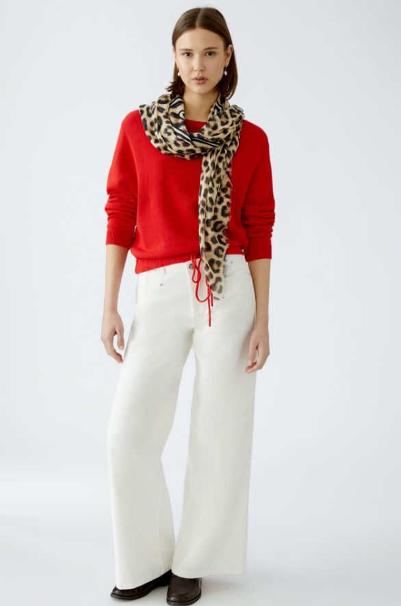 Oui Lenço Lã Estampado Animal Print - detalhe