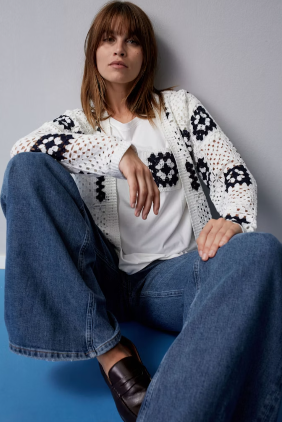 Oui Casaco Algodão Lã Comprido - vista frontal