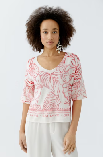 Oui Camisola Algodão Lã Estampado - vista frontal