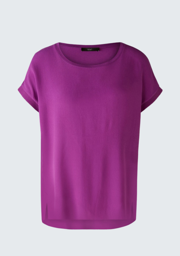 Oui T-shirt Lã Gola Redonda Curto